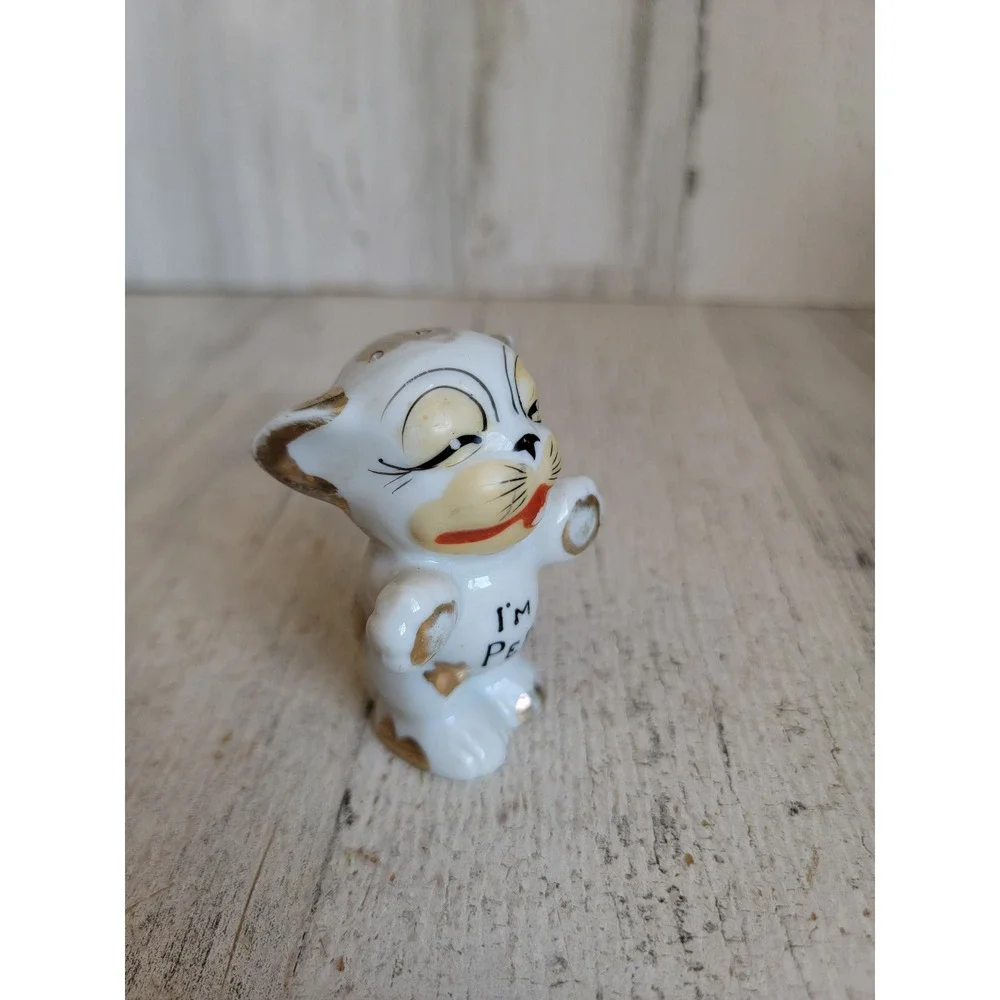 Vintage‎ japan cat I'm pep pepper shaker ceramic kitchen figure dog